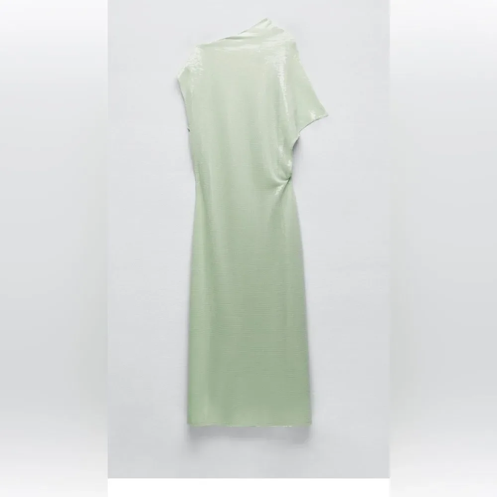 ZARA SEQUIN ASYMMETRIC KNIT DRESS LIMITED EDITION Maxi Formal - Picture 5 of 11